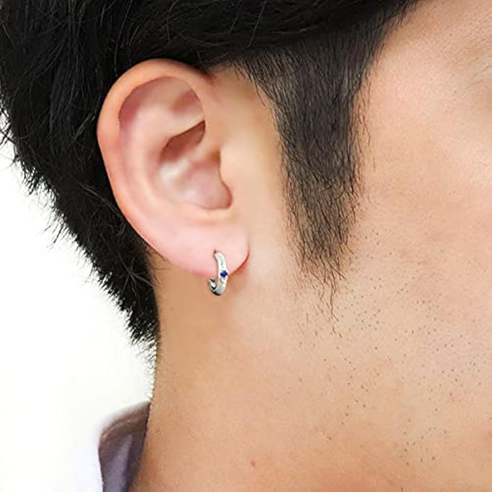 【K18】【4mm】ブルーサファイア　ゴールド　ピアス　片耳用　／メンズ K18】【4mm】ブルーサファイア ゴールド ピアス 片耳用 ／メンズ